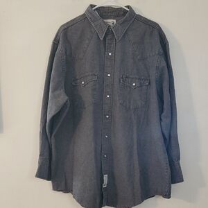 Vintage Roebucks Mens Longsleeve Western Button Down Denim Top Size XXL Pearlsna